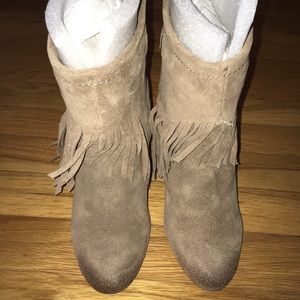 Nine West Varancho Suede Ankle Boots Taupe Sz 6